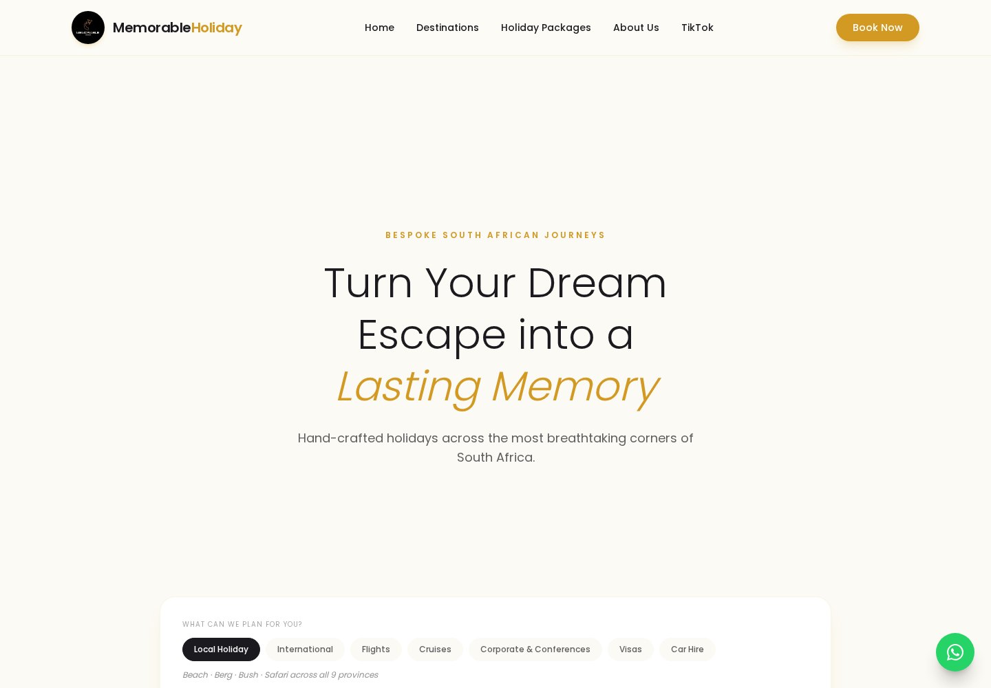 Memorable Holiday website built by Deckford Media